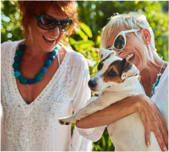Two women with dog